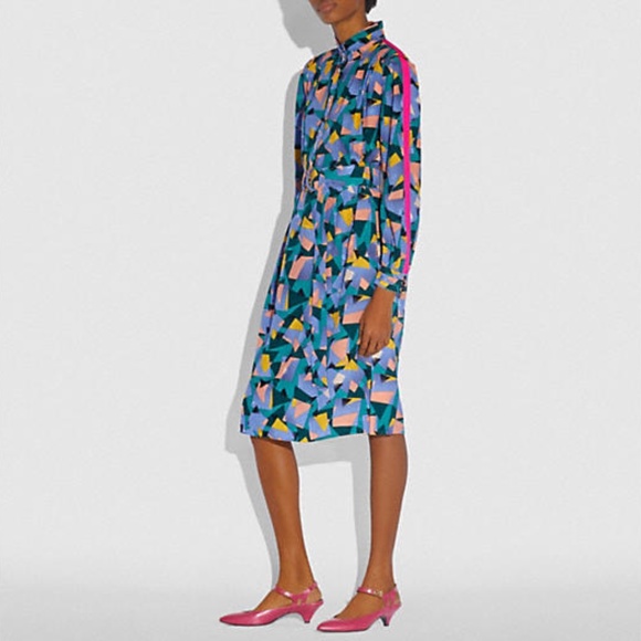 Bold Geo Mock Neck Dress With Sporty Stripe from Coach - Picture 5 of 5